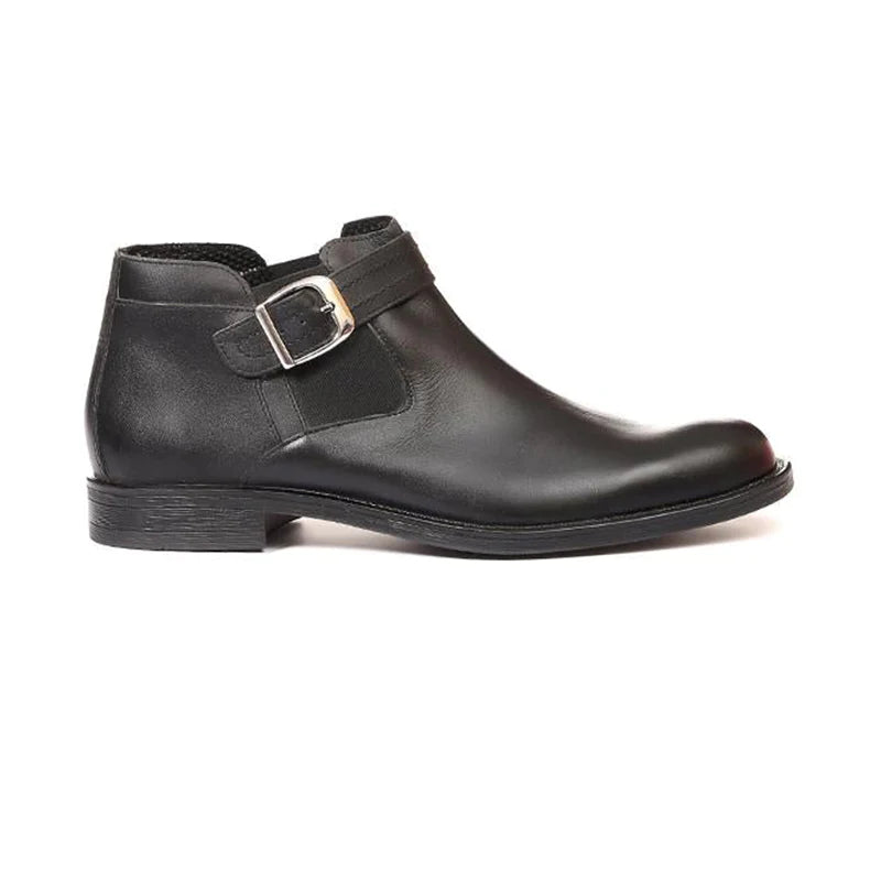 M-MV-0250031-LEATHER BUCKLED CHELSEA BOOTS