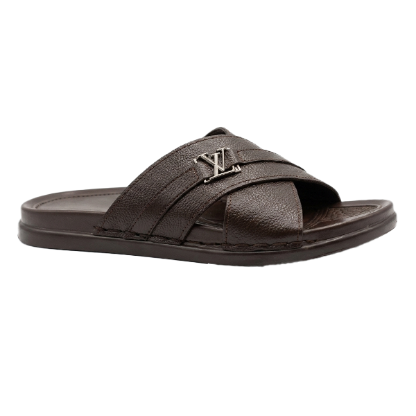 ZR-1013-Men's Leather Cross Strap Slippers