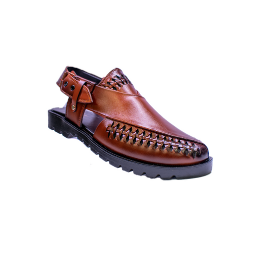 462 brown leather Peshawari chappal for men – handmade traditional footwear