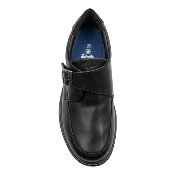 Boys Black School Shoes with Buckle Strap-B-YT-0250053
