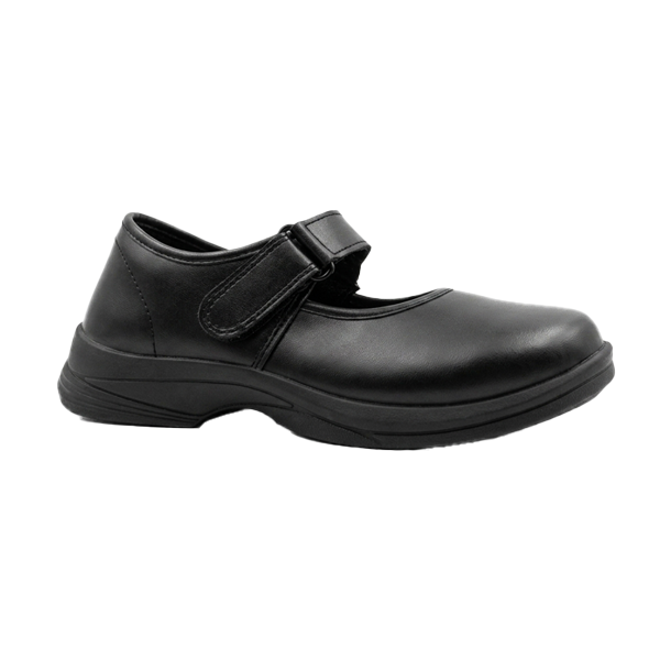 G-LD-0250034-Girls Black Velcro School Shoes