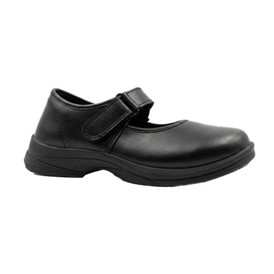 G-LD-0250034-Girls Black Velcro School Shoes