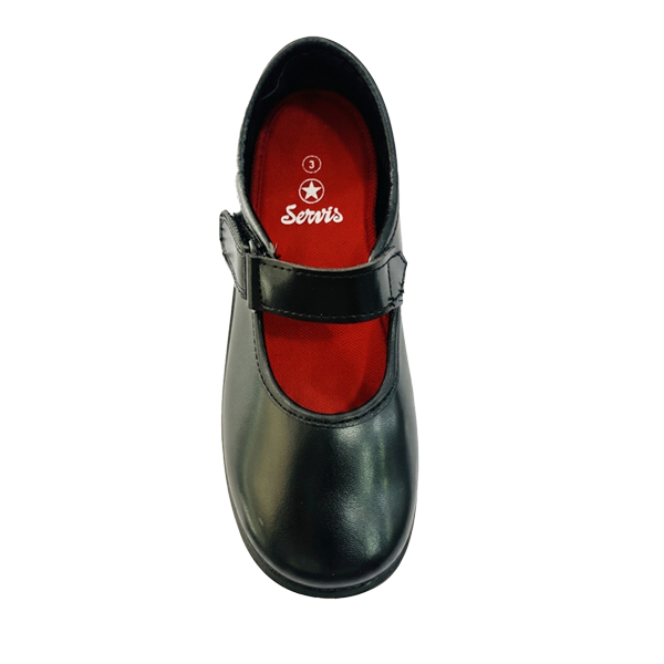 G-LD-0250034-Girls Black Velcro School Shoes