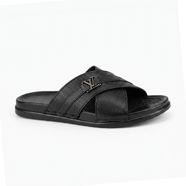 ZR-1013-Men's Leather Cross Strap Slippers