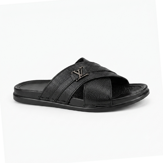 ZR-1013-Men's Leather Cross Strap Slippers
